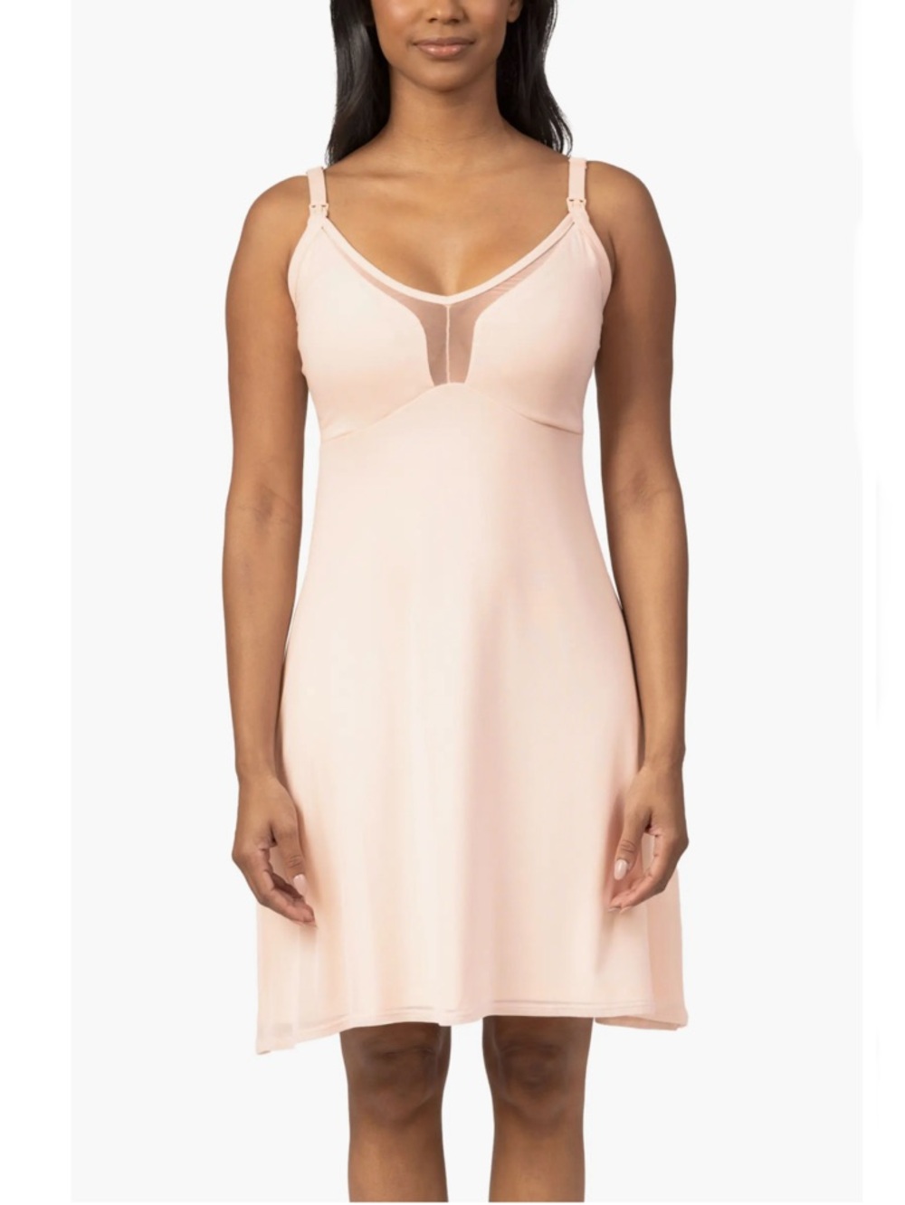 KINDRED BRAVELY Aurora Mesh Nursing Nightgown M Feminine Comfy Postpartum Pink